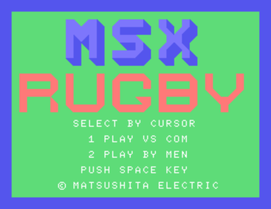 MSX Rugby Title Screen